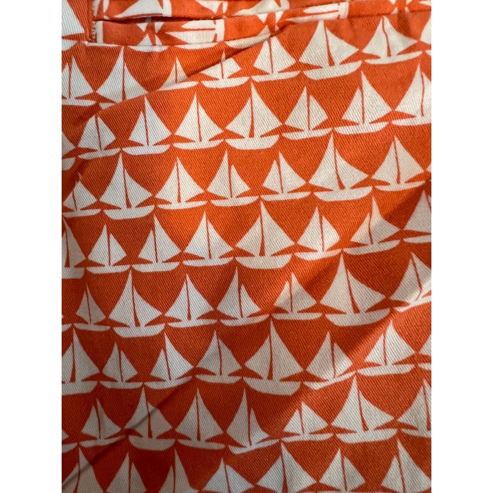 Old Navy Womens Orange White Sailboat Print Chino Shorts Size 4 Nautical Summer - Picture 3 of 6